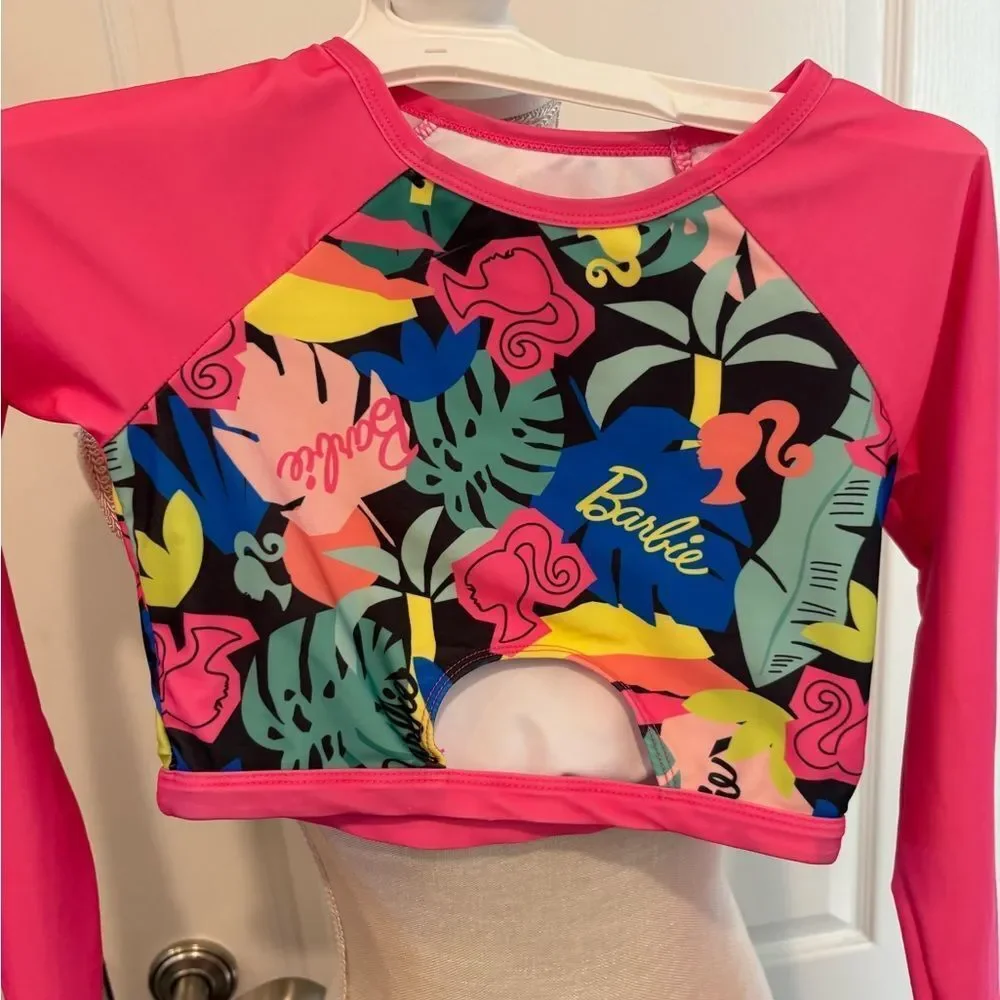 NWOT Barbie Kids Rashguard Set - Pink and Multicolor